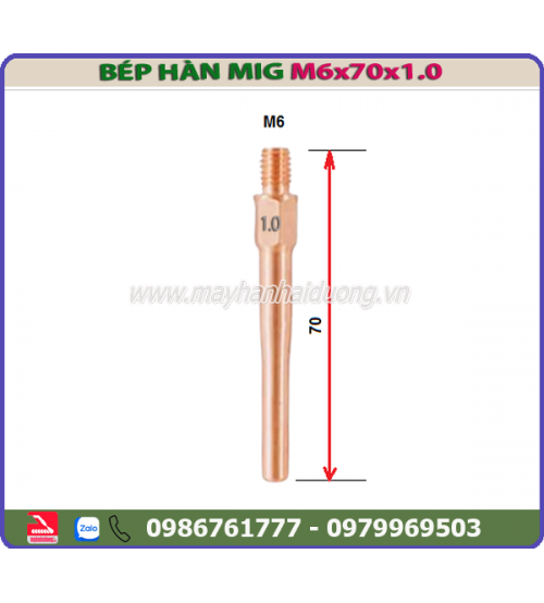Bép hàn MIG dài M6x70x1.0
