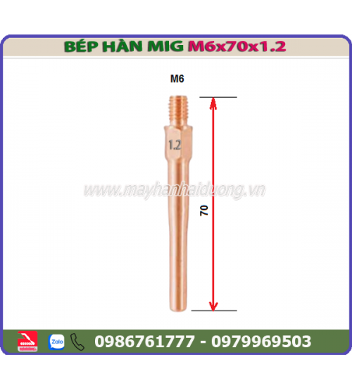 Bép hàn MIG dài M6x70x1.2